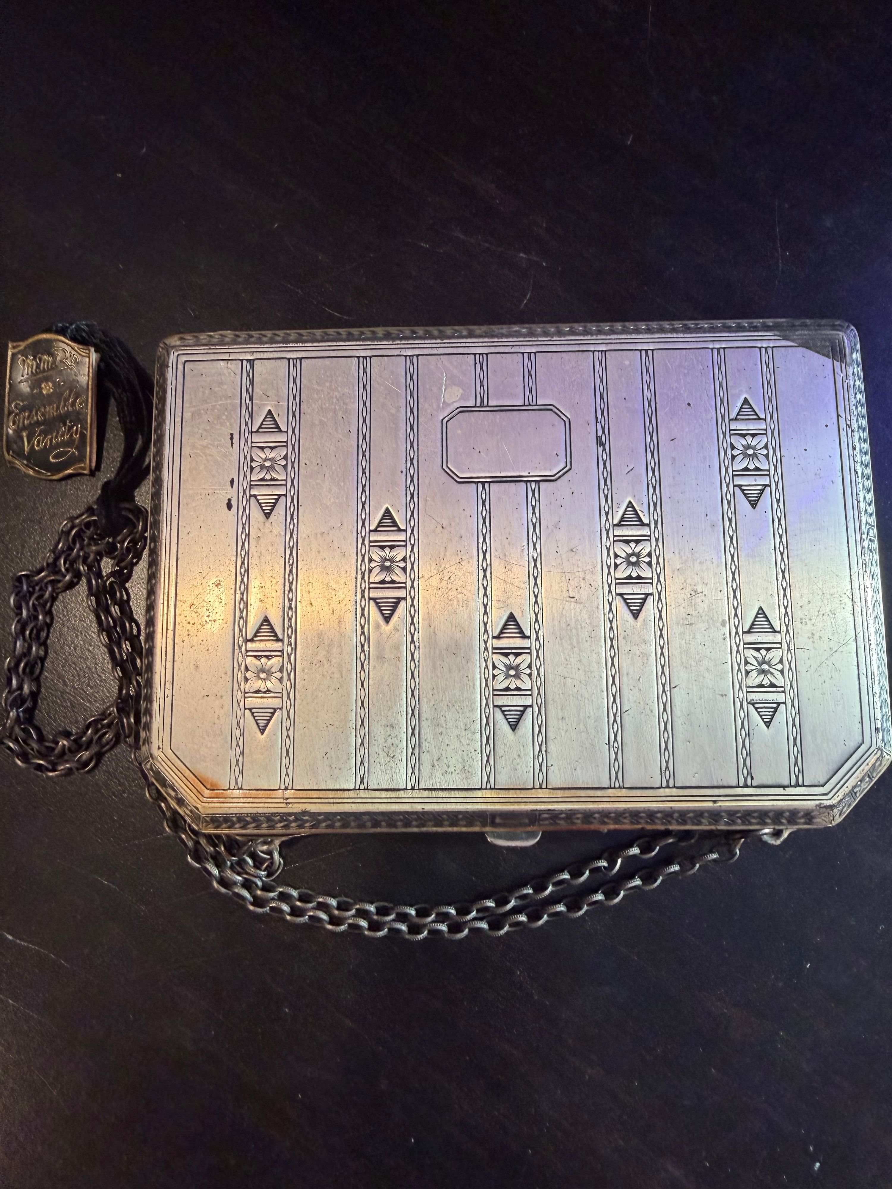 Vintage 1920’s M.M.R Silver Ensemble Vanity Like New With Original Tag - Thumbnail 4